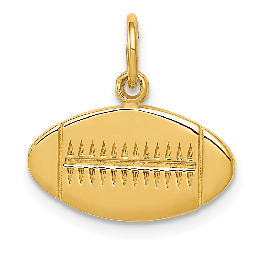 14k Yellow Gold Flat Football Charm or Pendant, 16mm (5/8 inch)