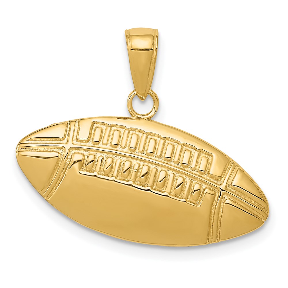 14k Yellow Gold Medium Football Charm or Pendant, 24mm (15/16 inch)