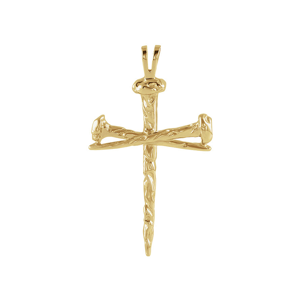 Men&#039;s 14k Yellow Gold Polished Nail Cross Pendant