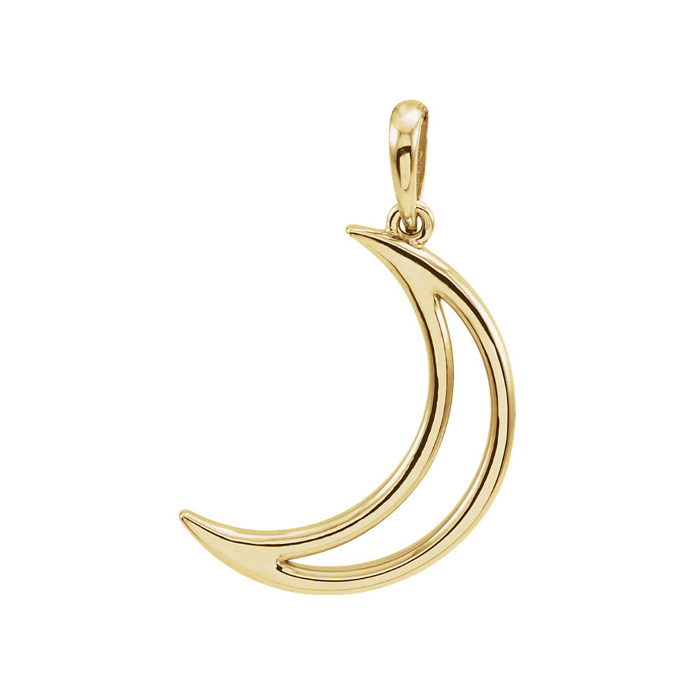 14k Yellow or White Gold Polished Crescent Moon Pendant, 12 x 25mm
