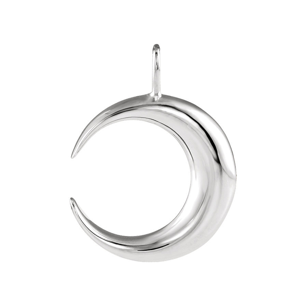 14k White Gold Crescent Moon Pendant, 15 x 20mm