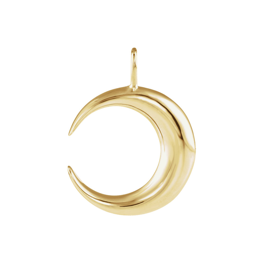 14k White or Yellow Gold Crescent Moon Pendant, 15 x 20mm