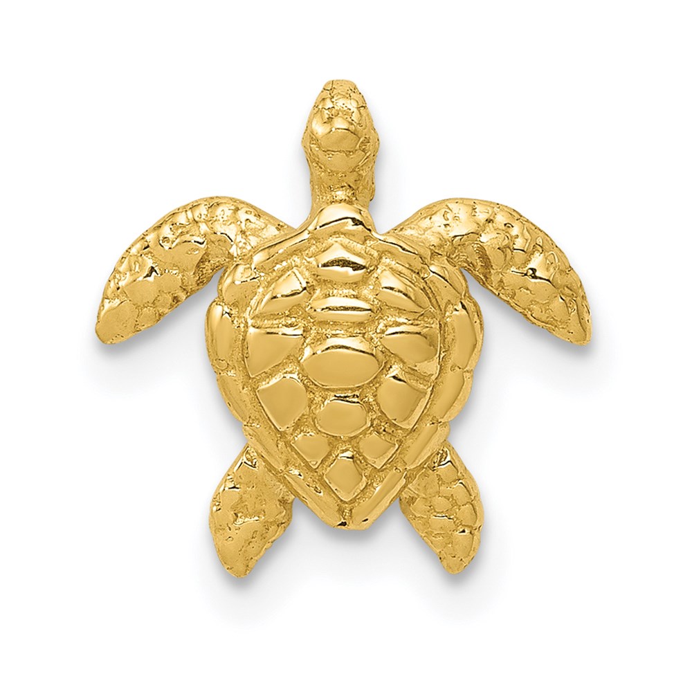 14k Yellow Gold Sea Turtle Slide Pendant, 13mm (1/2 Inch)