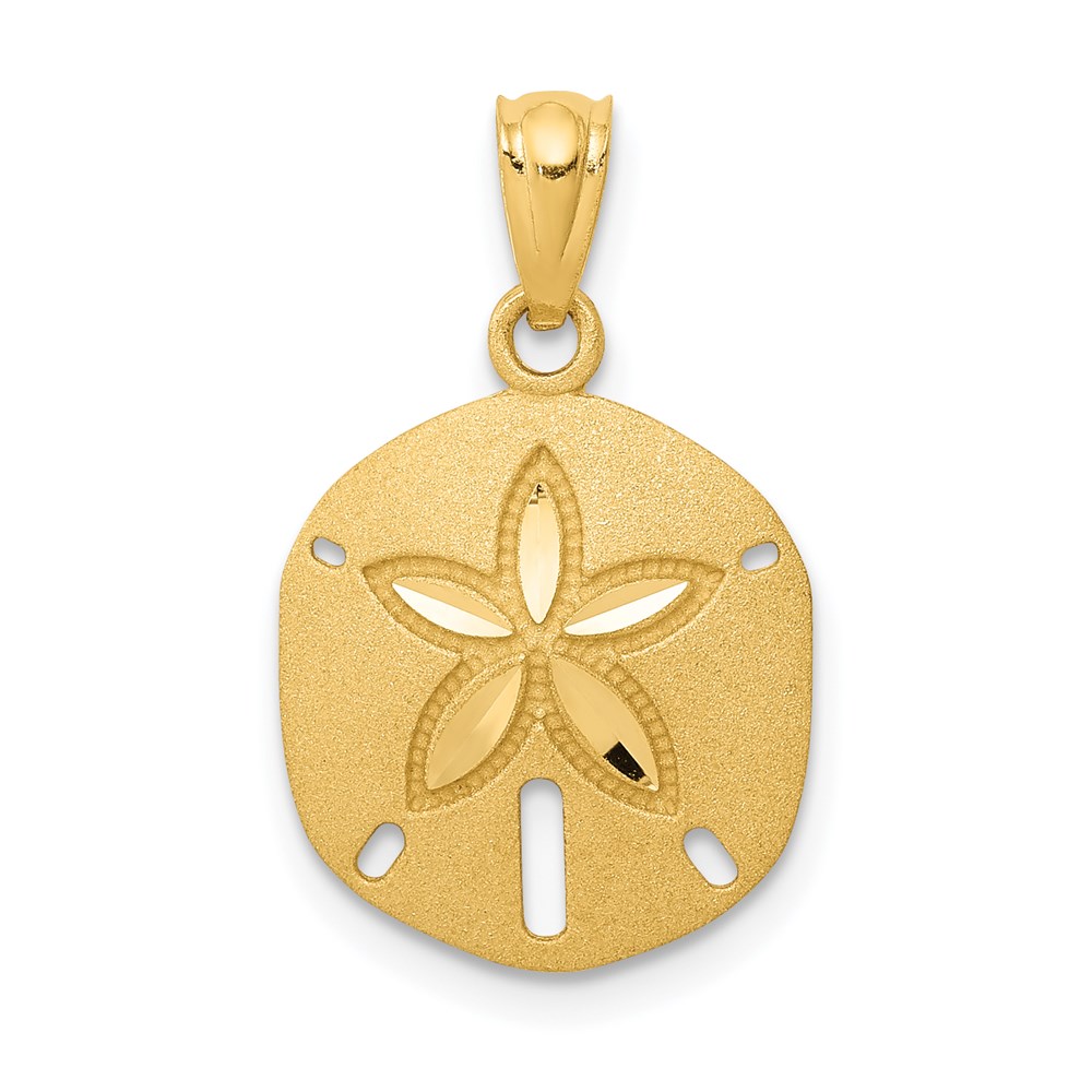 14k Yellow Gold Satin & Diamond-Cut Sand Dollar Pendant