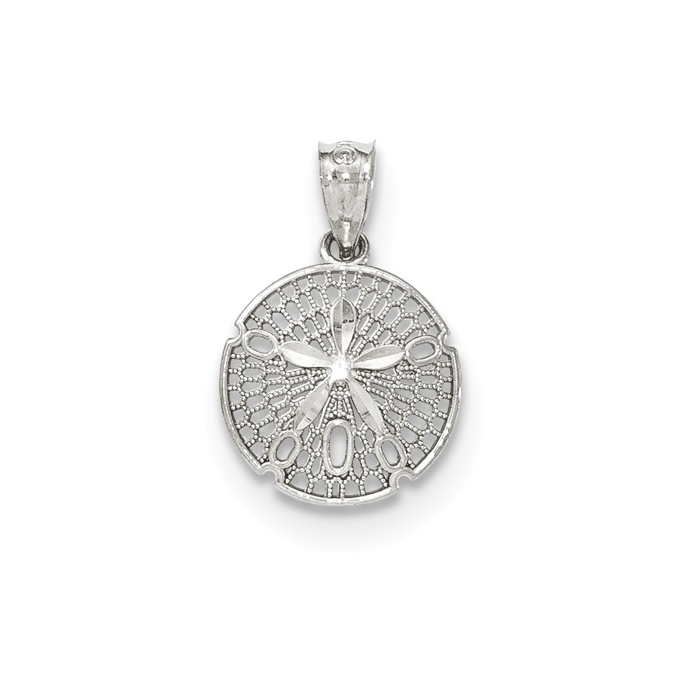 14k Yellow or White Gold Filigree Sand Dollar Pendant, 13mm (1/2 Inch)