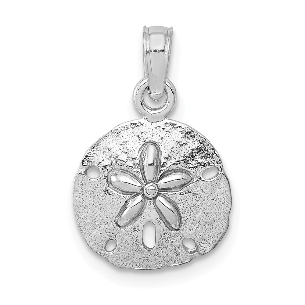 14k Yellow or White Gold Polished Sand Dollar Pendant, 13mm (1/2 Inch)