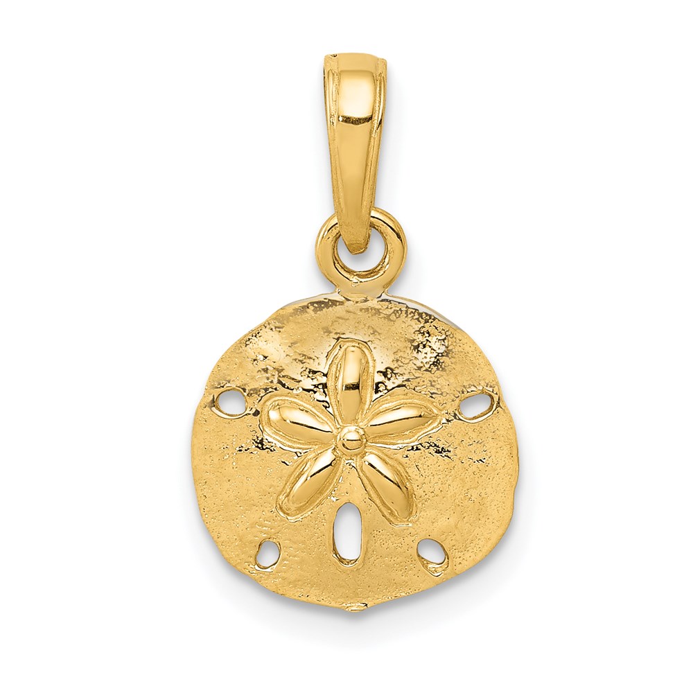 14k Yellow Gold Polished Sand Dollar Pendant, 13mm (1/2 Inch)
