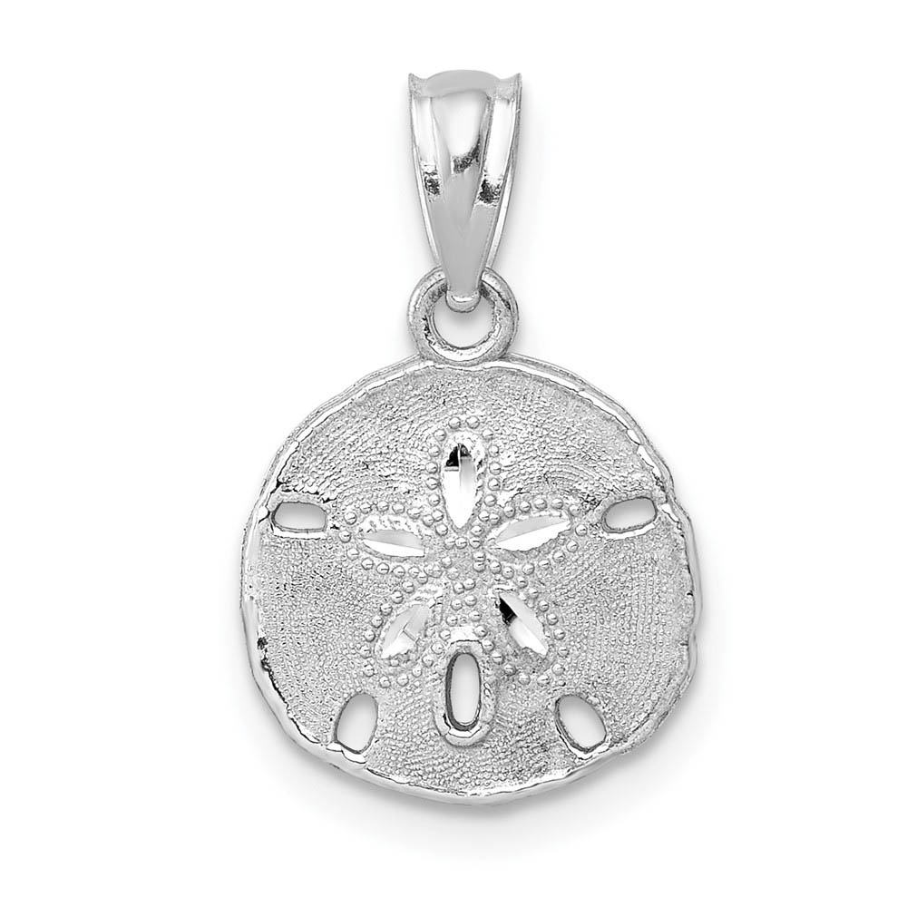 14k Yellow or White Gold Textured Sand Dollar Pendant, 12mm (7/16 In)