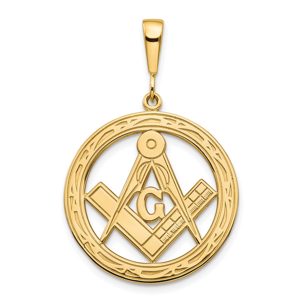 14k Yellow Gold Masonic Circle Pendant, 18mm or 23mm
