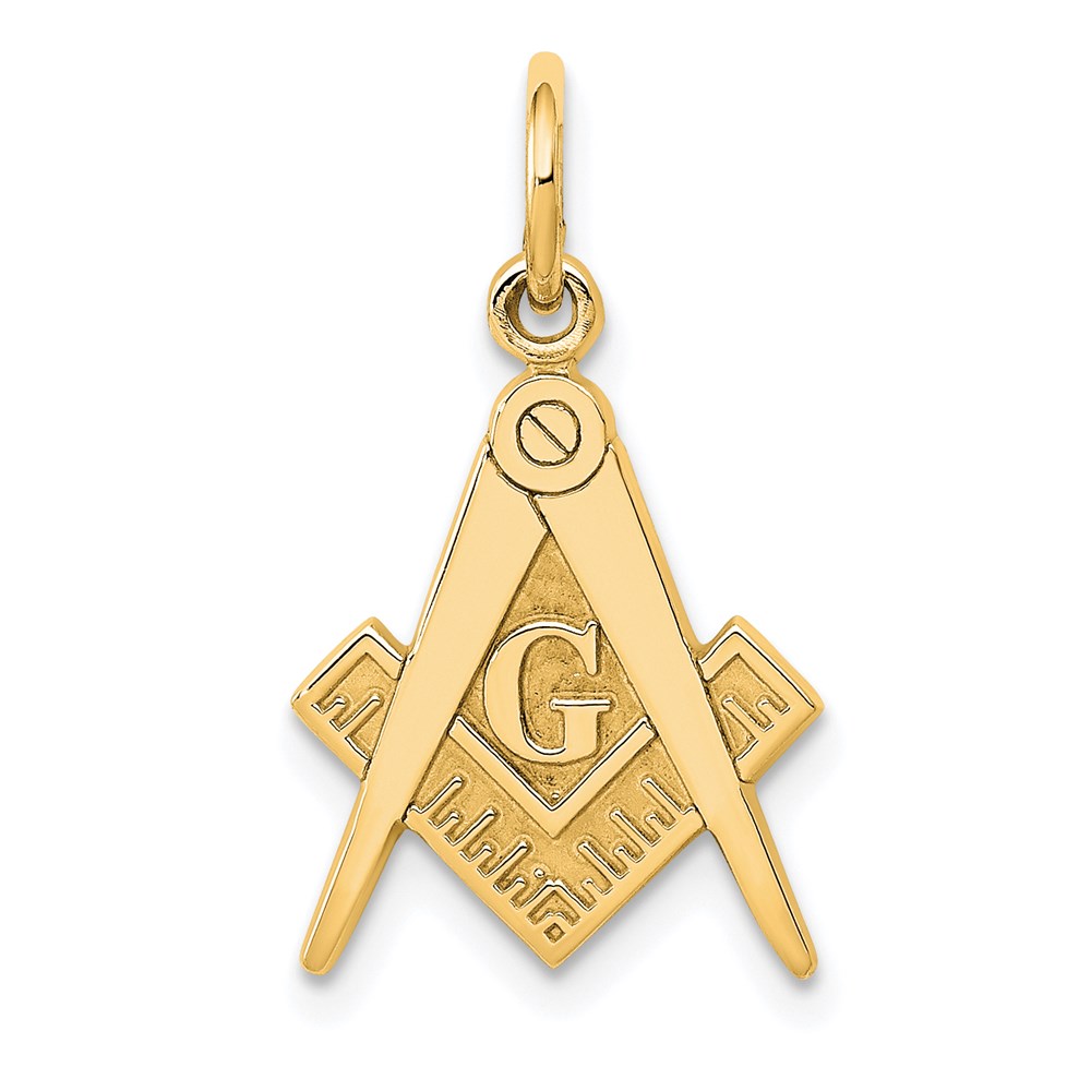 14k Yellow Gold Masonic Symbol Charm or Pendant, 13mm (1/2 Inch)