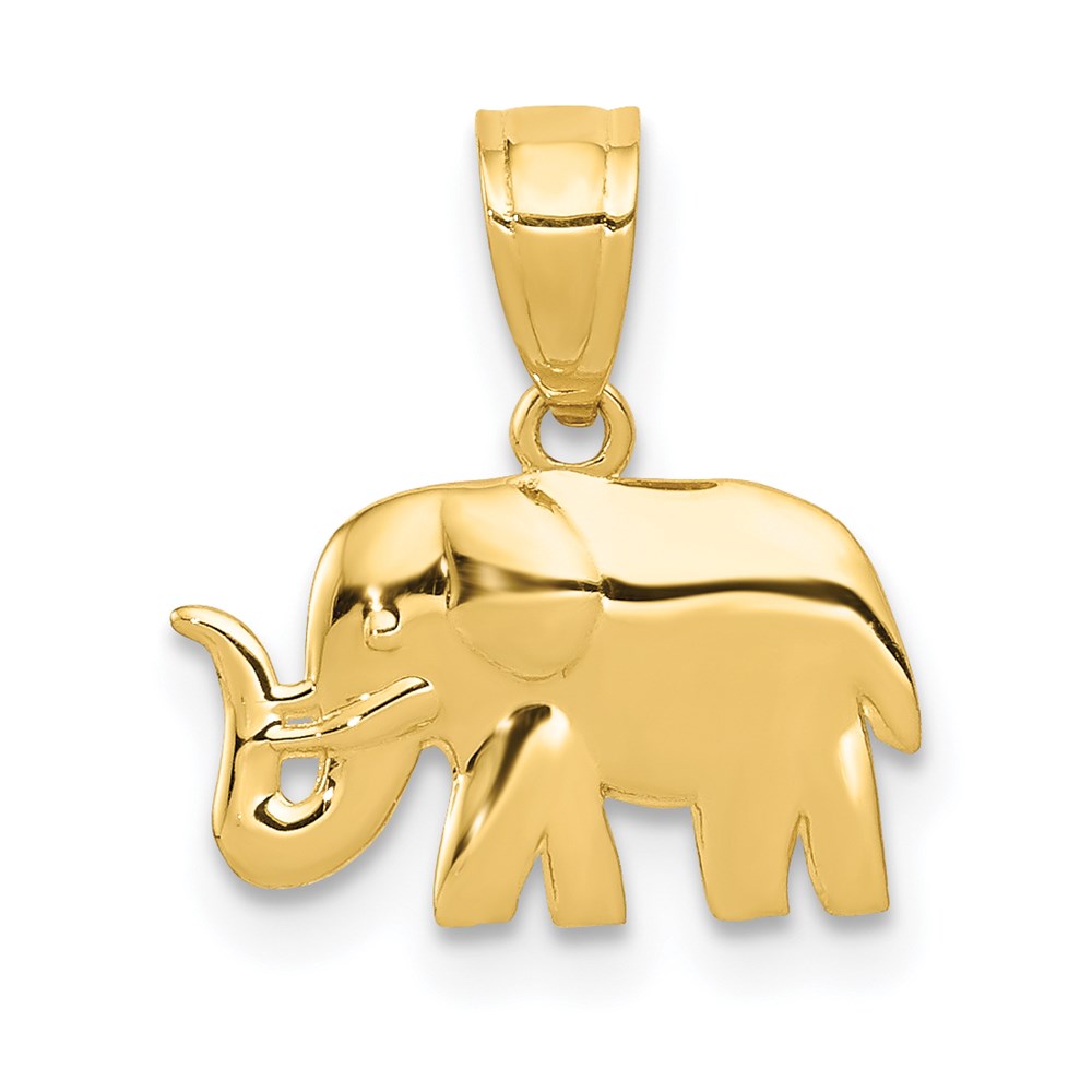 14k Yellow Gold Polished Elephant Pendant, 13mm (1/2 Inch)