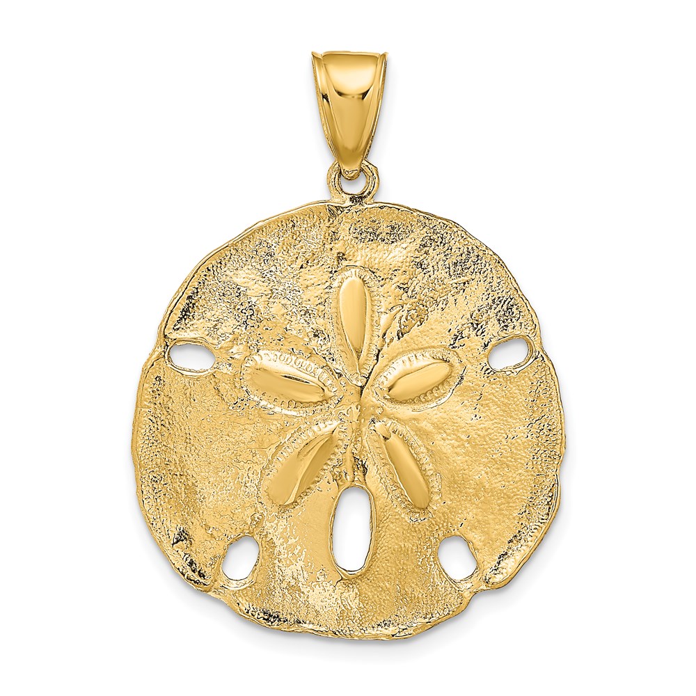14k Yellow Gold Polished Sand Dollar Pendant, 29mm (1 1/8 Inch)