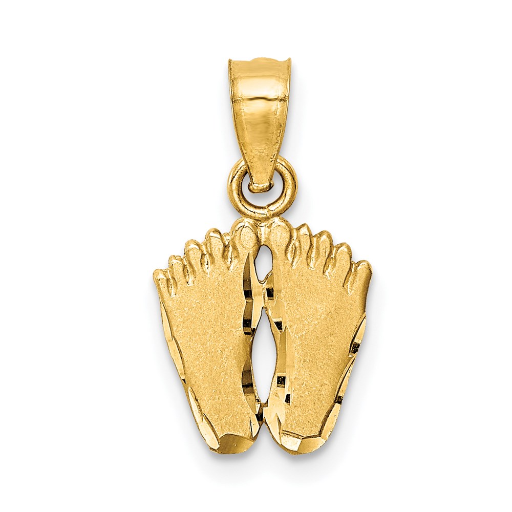 Kids 14k Yellow Gold Footprints Pendant, 10mm (3/8 Inch)