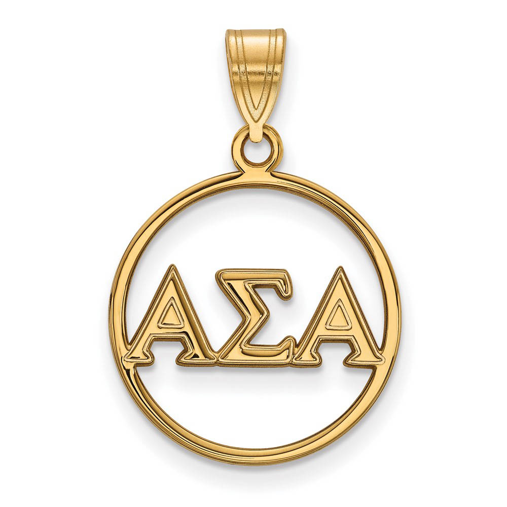 14K Plated Silver Alpha Sigma Alpha Circle Pendant