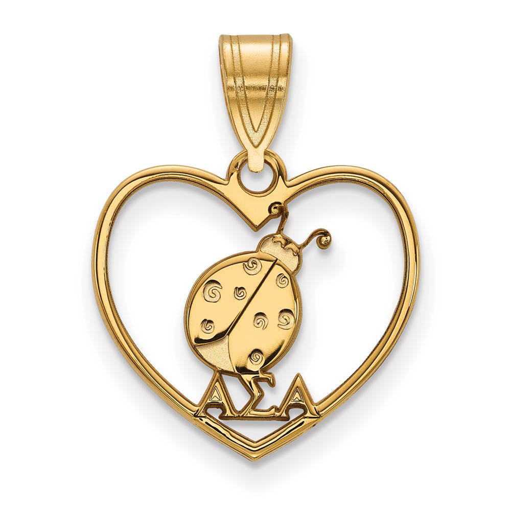 14K Plated Silver Alpha Sigma Alpha Heart Pendant