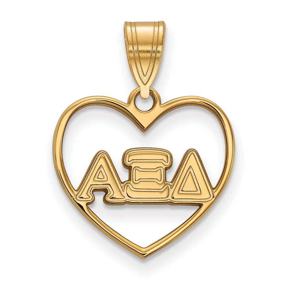 14K Plated Silver Alpha Xi Delta Heart Greek Letters Pendant