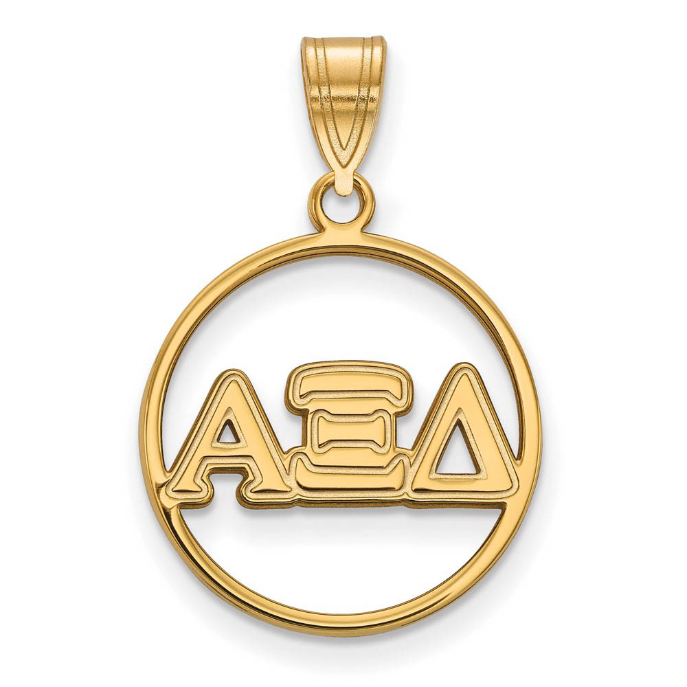 14K Plated Silver Alpha Xi Delta Circle Greek Letters Pendant