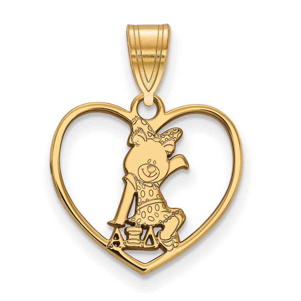 14K Plated Silver Alpha Xi Delta Heart Pendant