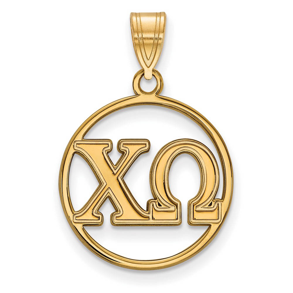14K Plated Silver Chi Omega Circle Pendant