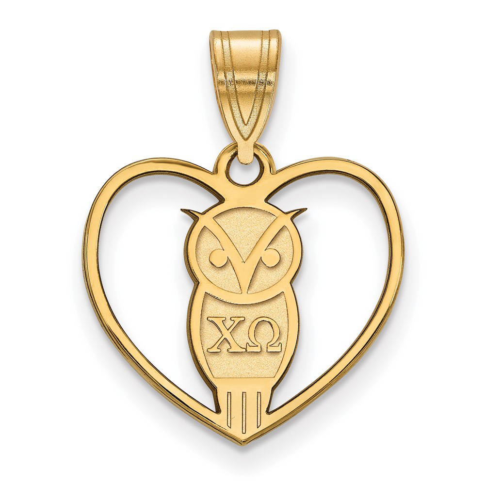 14K Plated Silver Chi Omega Heart Pendant