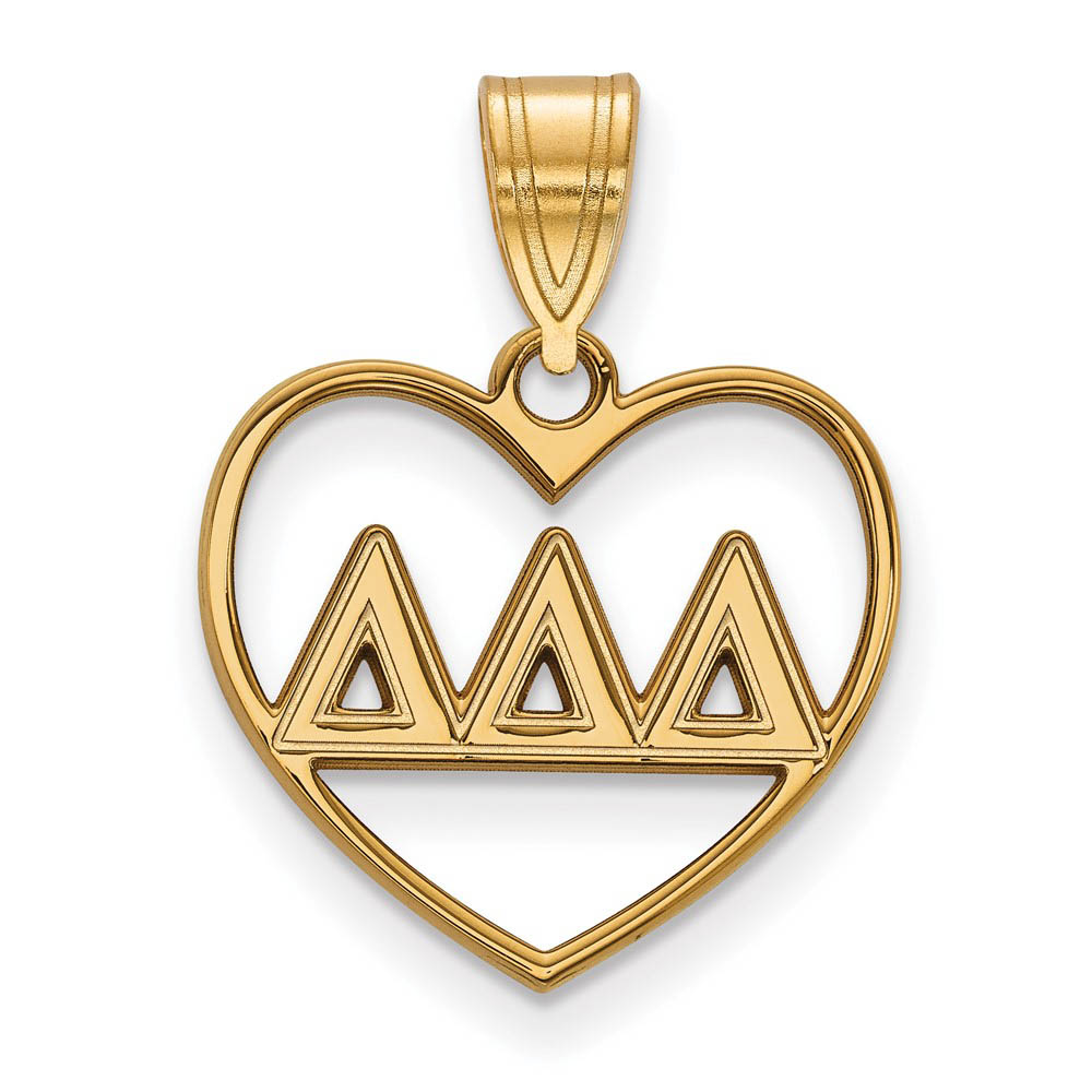 14K Plated Silver Delta Delta Delta Heart Greek Letters Pendant