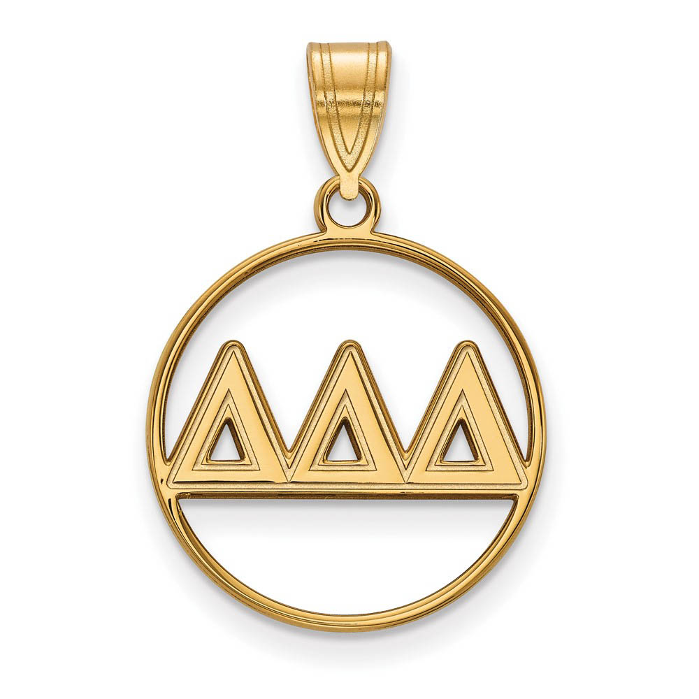 14K Plated Silver Delta Delta Delta Med Circle Greek Letters Pendant