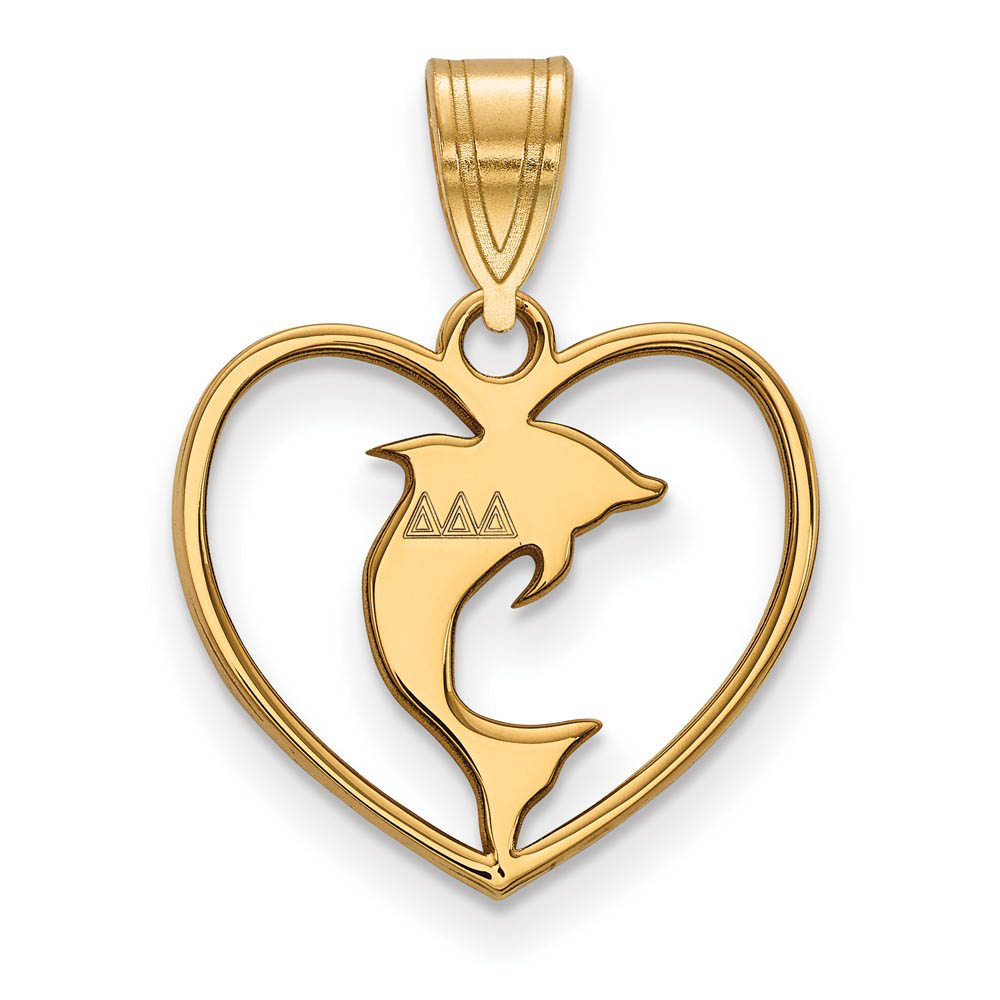 14K Plated Silver Delta Delta Delta Heart Pendant