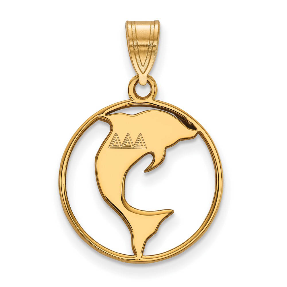 14K Plated Silver Delta Delta Delta Circle Pendant