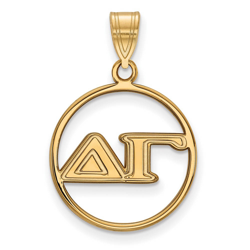 14K Plated Silver Delta Gamma Circle Greek Letters Pendant