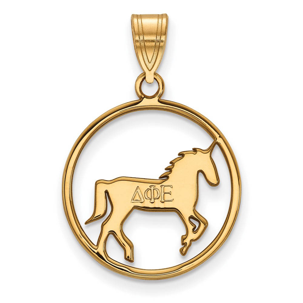 14K Plated Silver Delta Phi Epsilon Circle Pendant