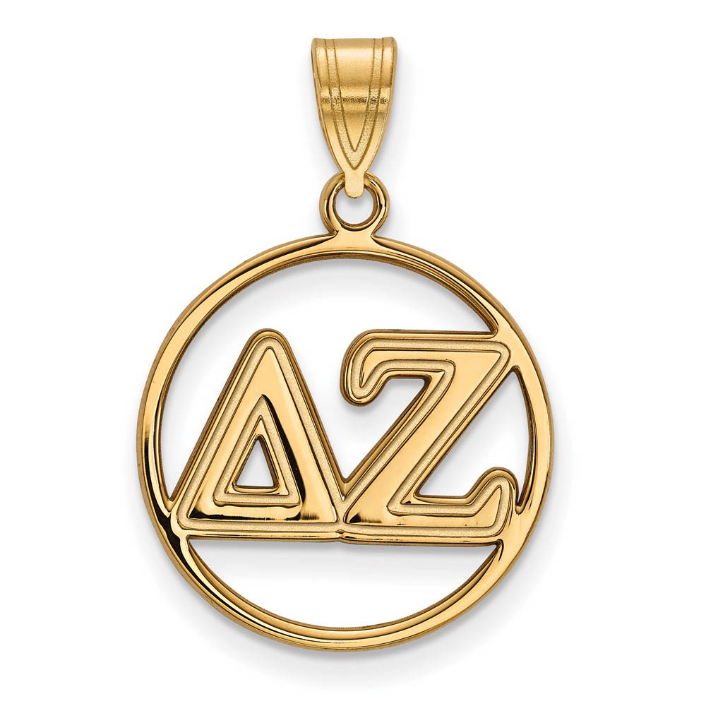 14K Plated Silver Delta Zeta Circle Greek Letters Pendant