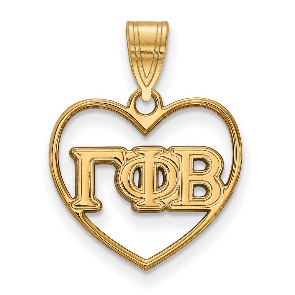 14K Plated Silver Gamma Phi Beta Heart Greek Letters Pendant
