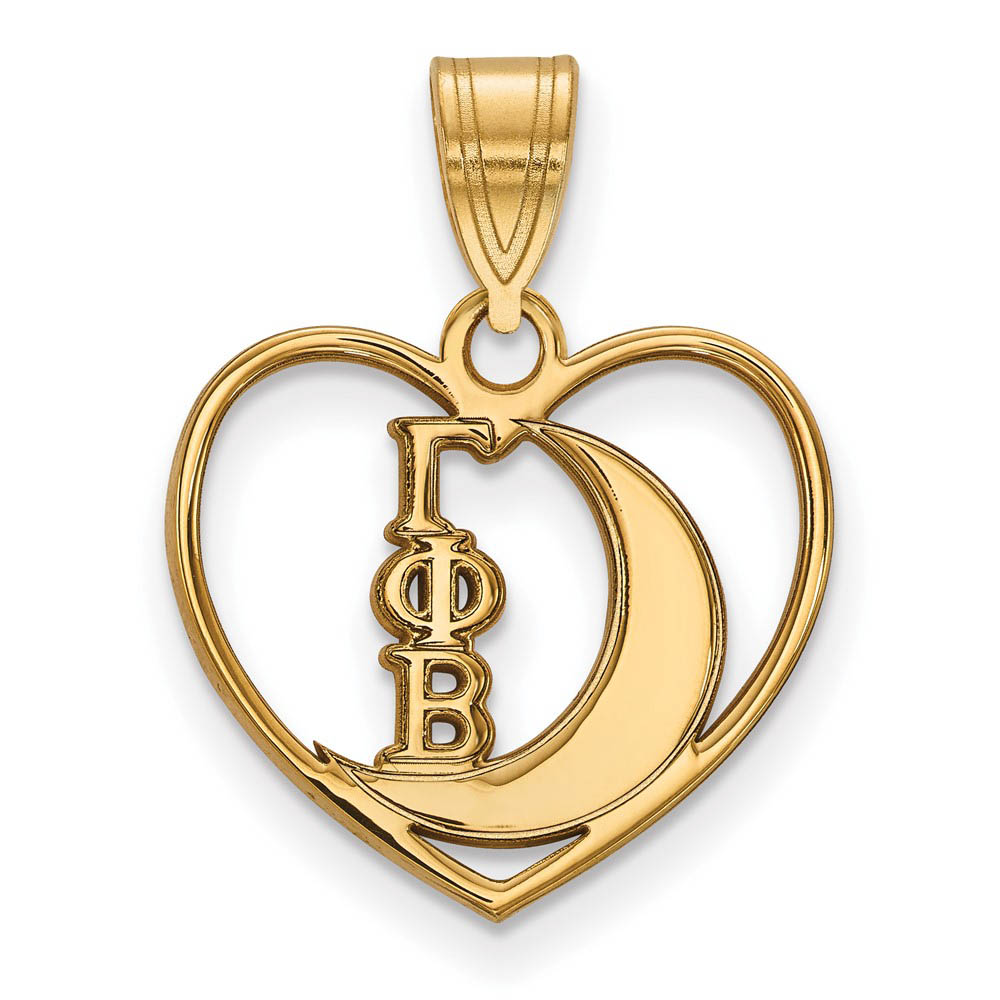 14K Plated Silver Gamma Phi Beta Heart Pendant