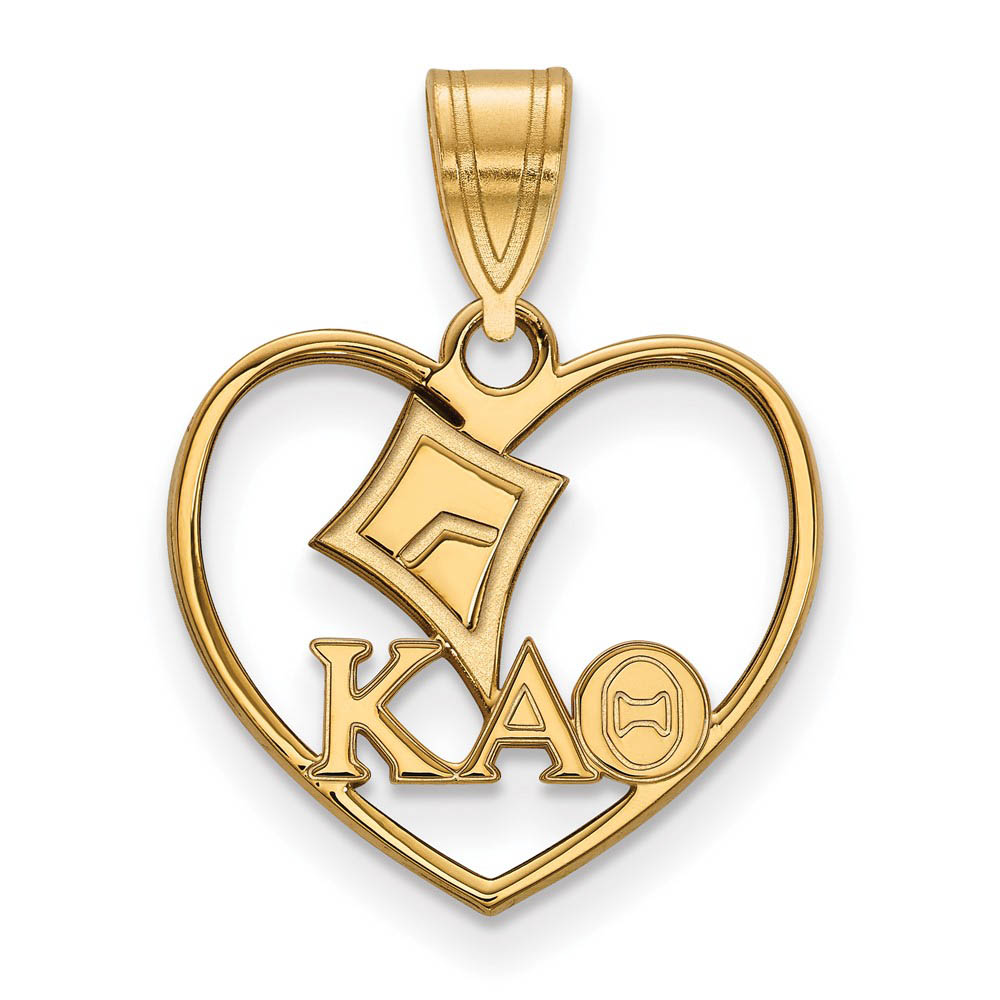 14K Plated Silver Kappa Alpha Theta Heart Pendant
