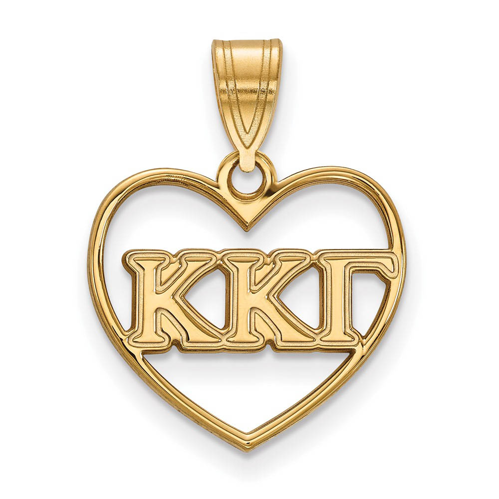 14K Plated Silver Kappa Kappa Gamma Heart Pendant