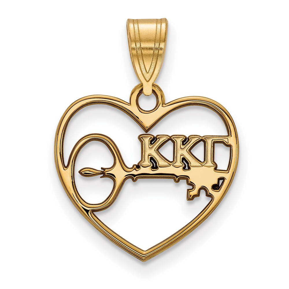 14K Plated Silver Kappa Kappa Gamma Heart Greek Letters Pendant