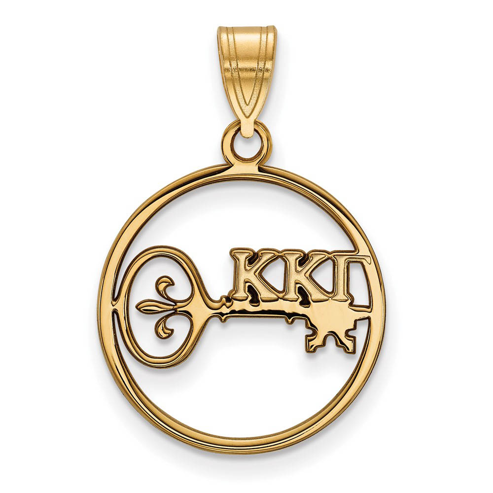 14K Plated Silver Kappa Kappa Gamma Med Circle Greek Letters Pendant