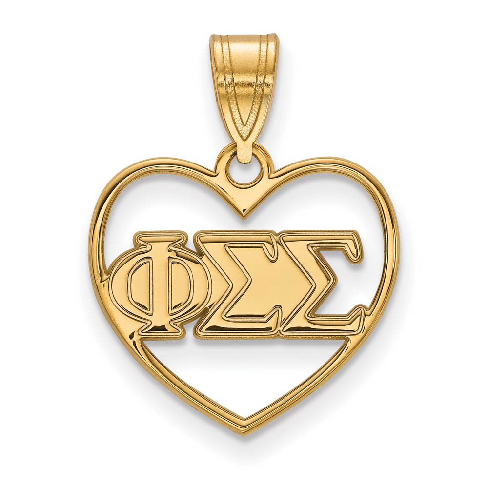 14K Plated Silver Phi Sigma Sigma Heart Greek Letters Pendant