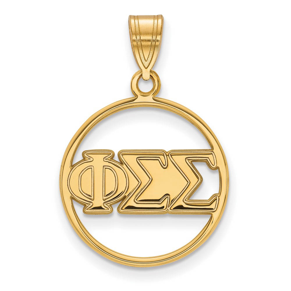 14K Plated Silver Phi Sigma Sigma Circle Greek Letters Pendant