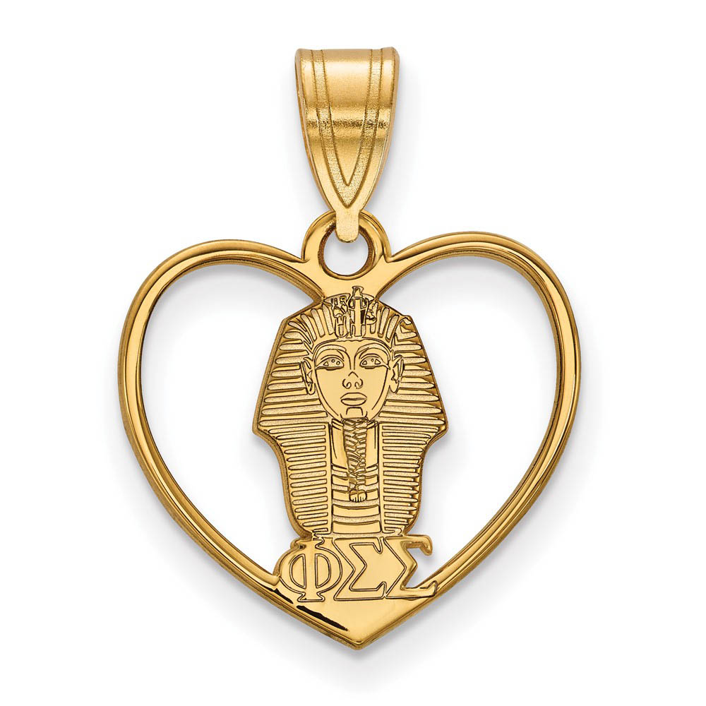 14K Plated Silver Phi Sigma Sigma Heart Pendant