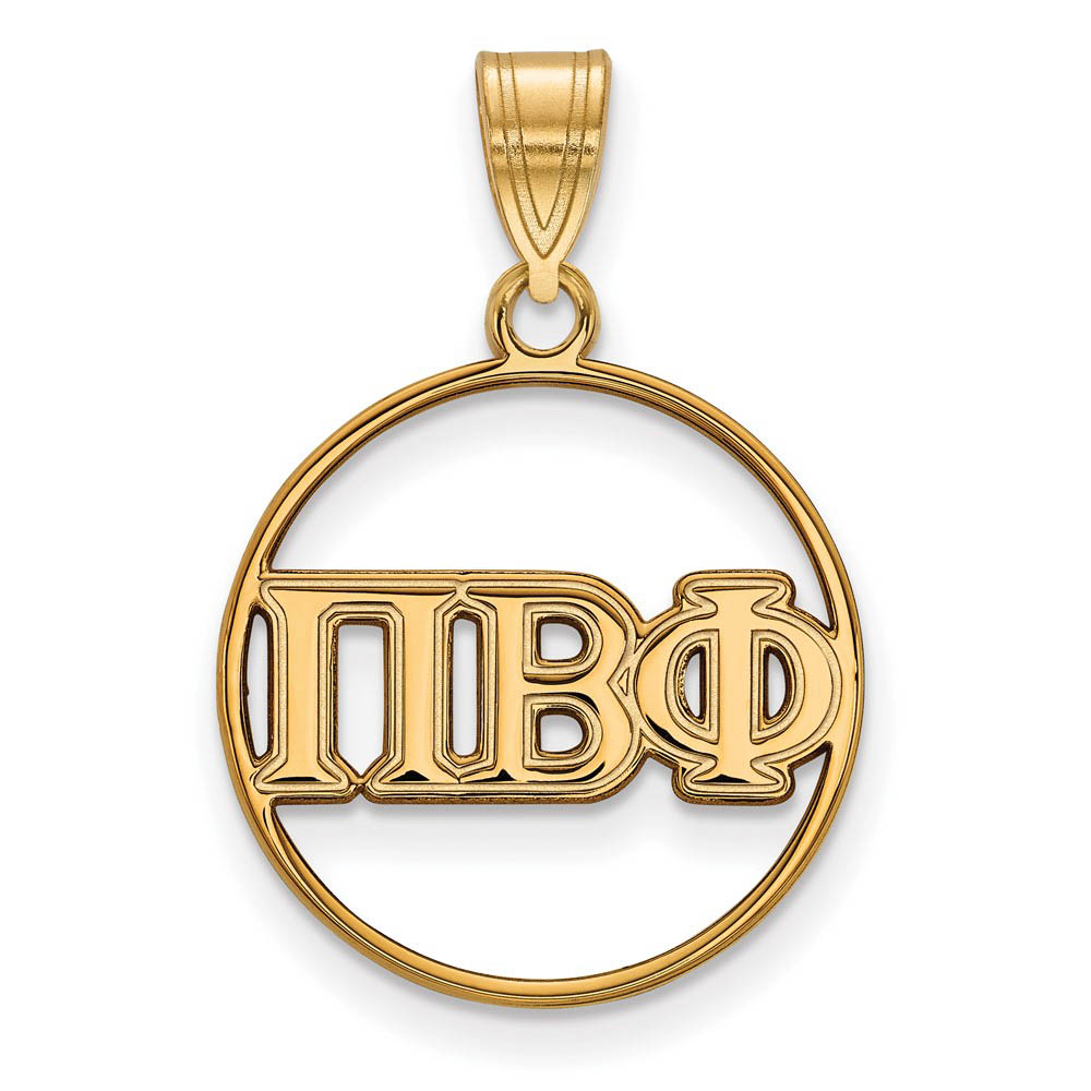 14K Plated Silver Pi Beta Phi Circle Greek Letters Pendant