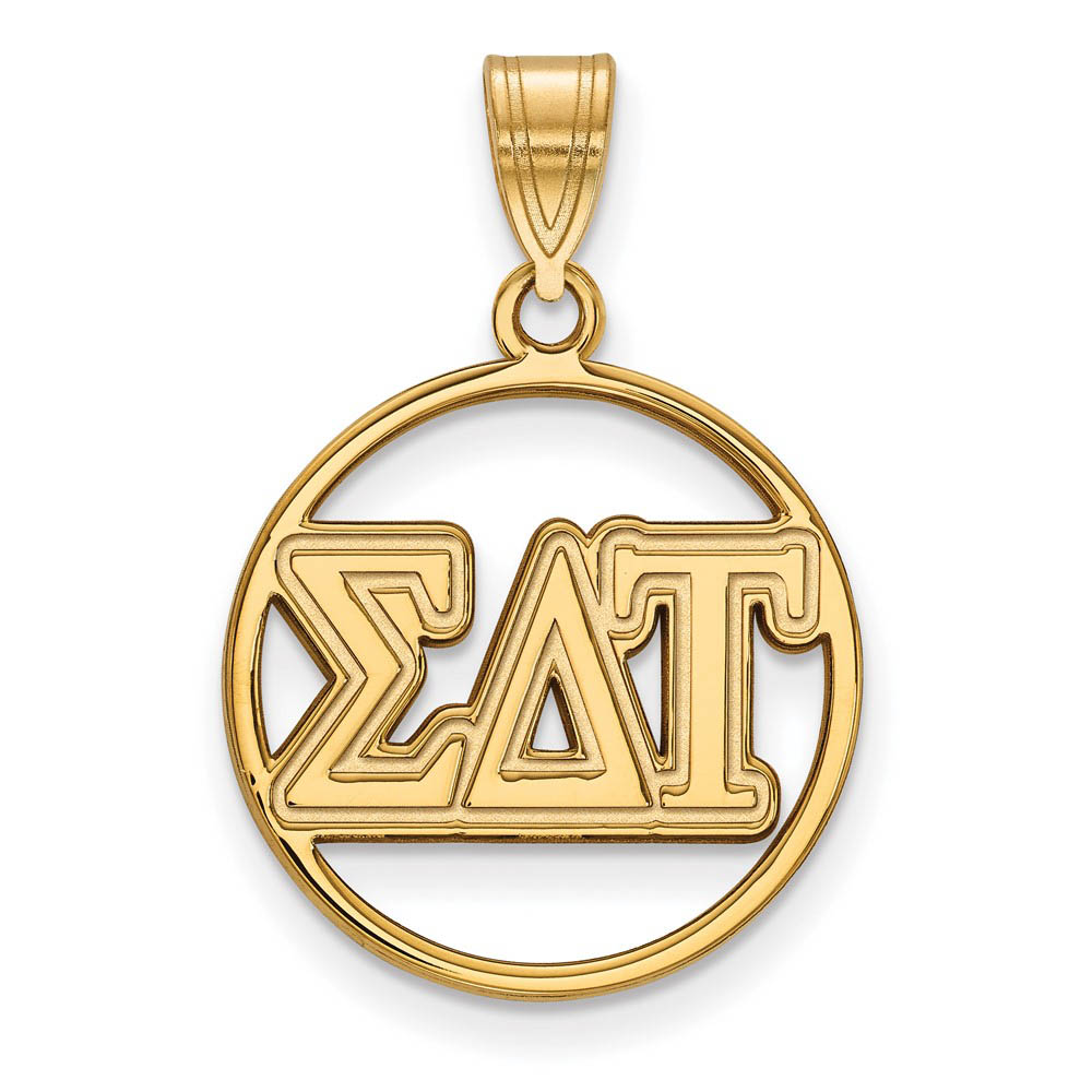 14K Plated Silver Sigma Delta Tau Circle Greek Letters Pendant