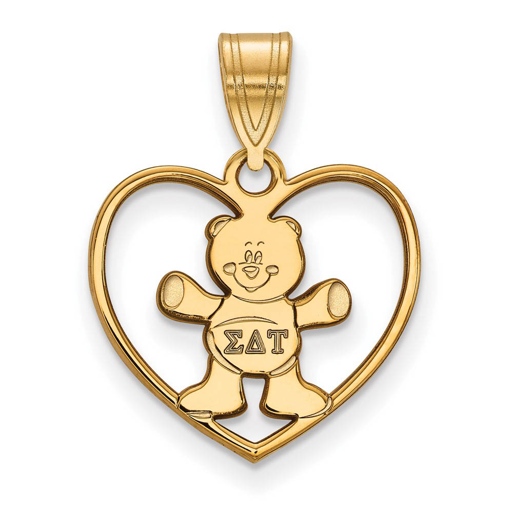 14K Plated Silver Sigma Delta Tau Heart Pendant