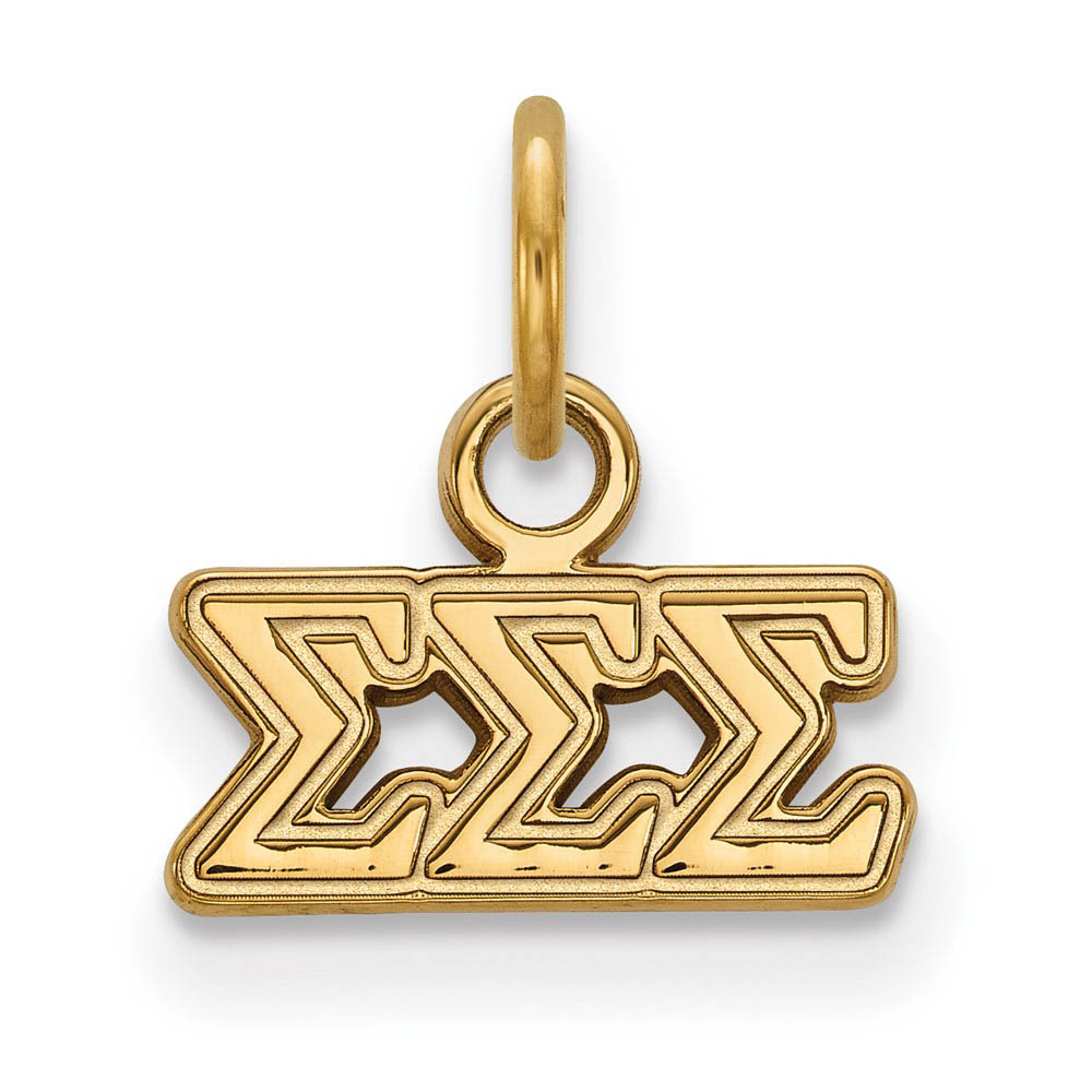 14K Gold Plated Silver Sigma Sigma Sigma (Tiny) Greek Letters Charm