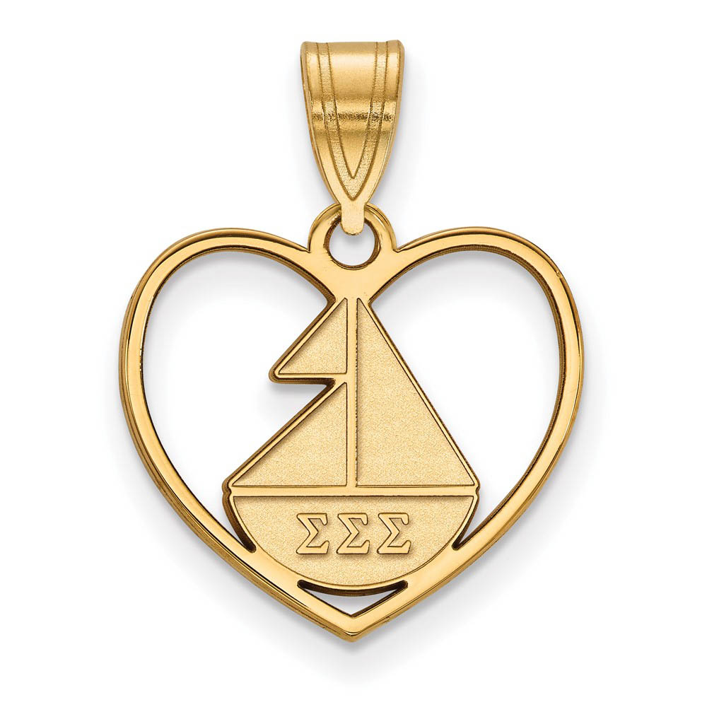 14K Plated Silver Sigma Sigma Sigma Heart Pendant
