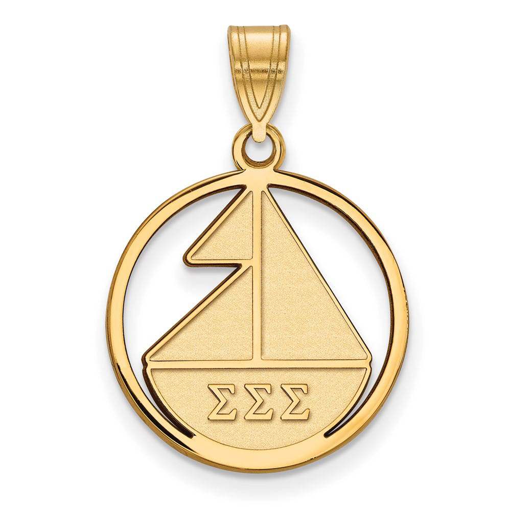 14K Plated Silver Sigma Sigma Sigma Circle Pendant