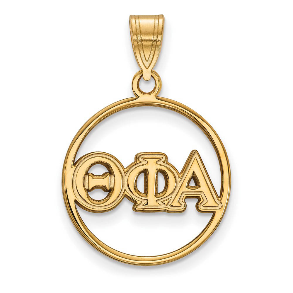 14K Plated Silver Theta Phi Alpha Circle Greek Letters Pendant