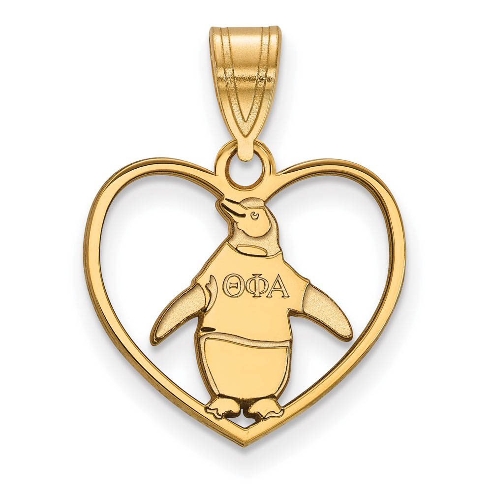 14K Plated Silver Theta Phi Alpha Heart Pendant