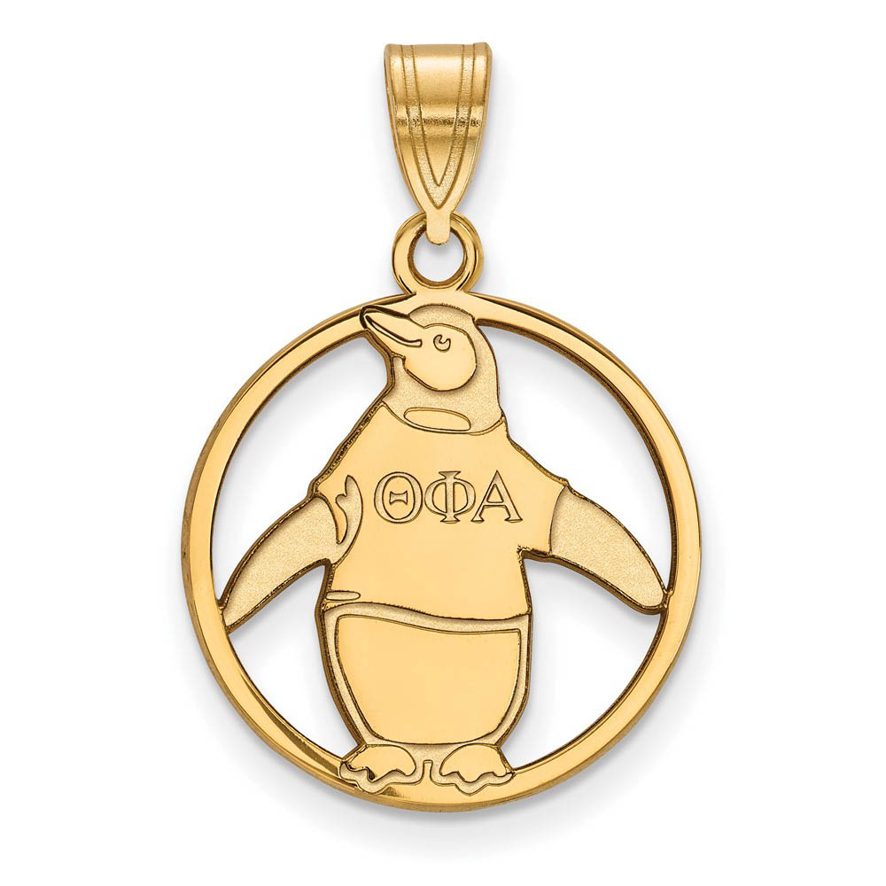 14K Plated Silver Theta Phi Alpha Circle Pendant