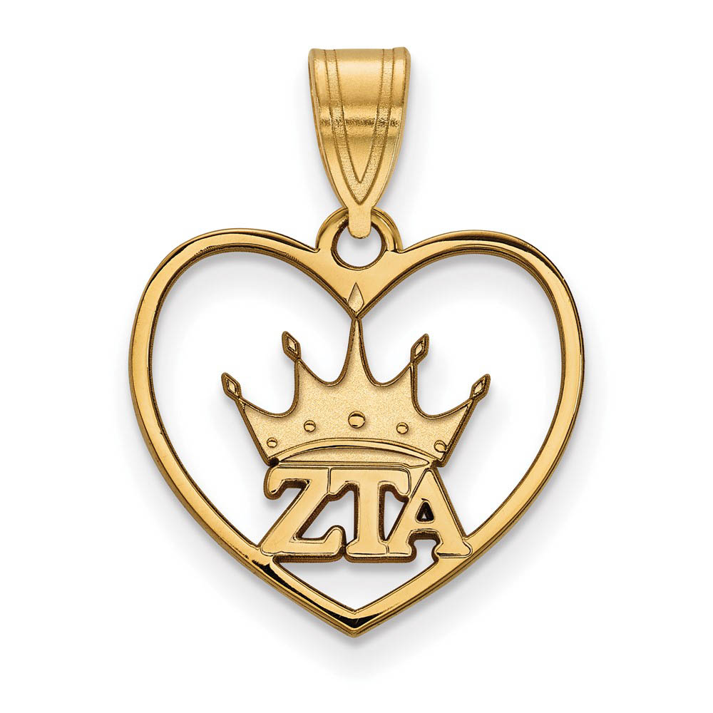 14K Plated Silver Zeta Tau Alpha Heart Pendant